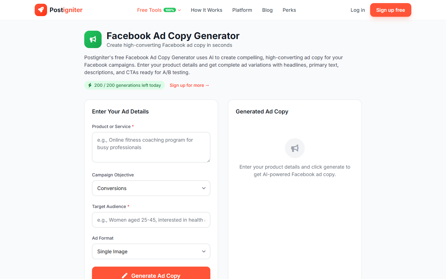 Facebook Ad Copy Generator