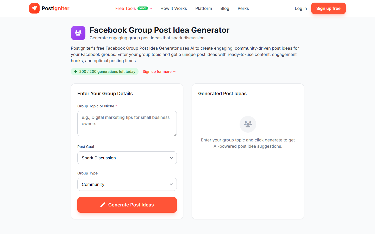 Facebook Group Post Idea Generator