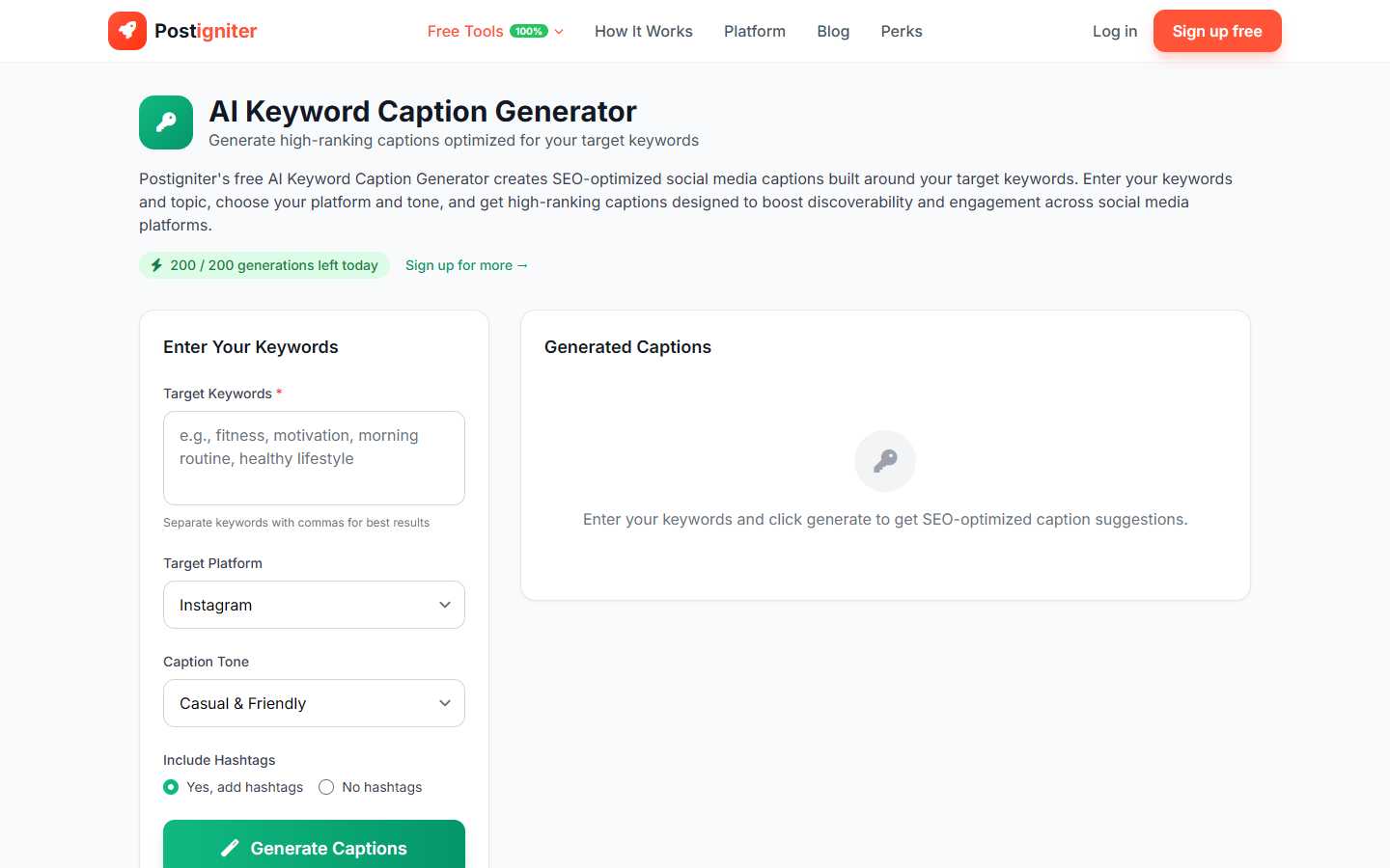 Keyword Caption Generator