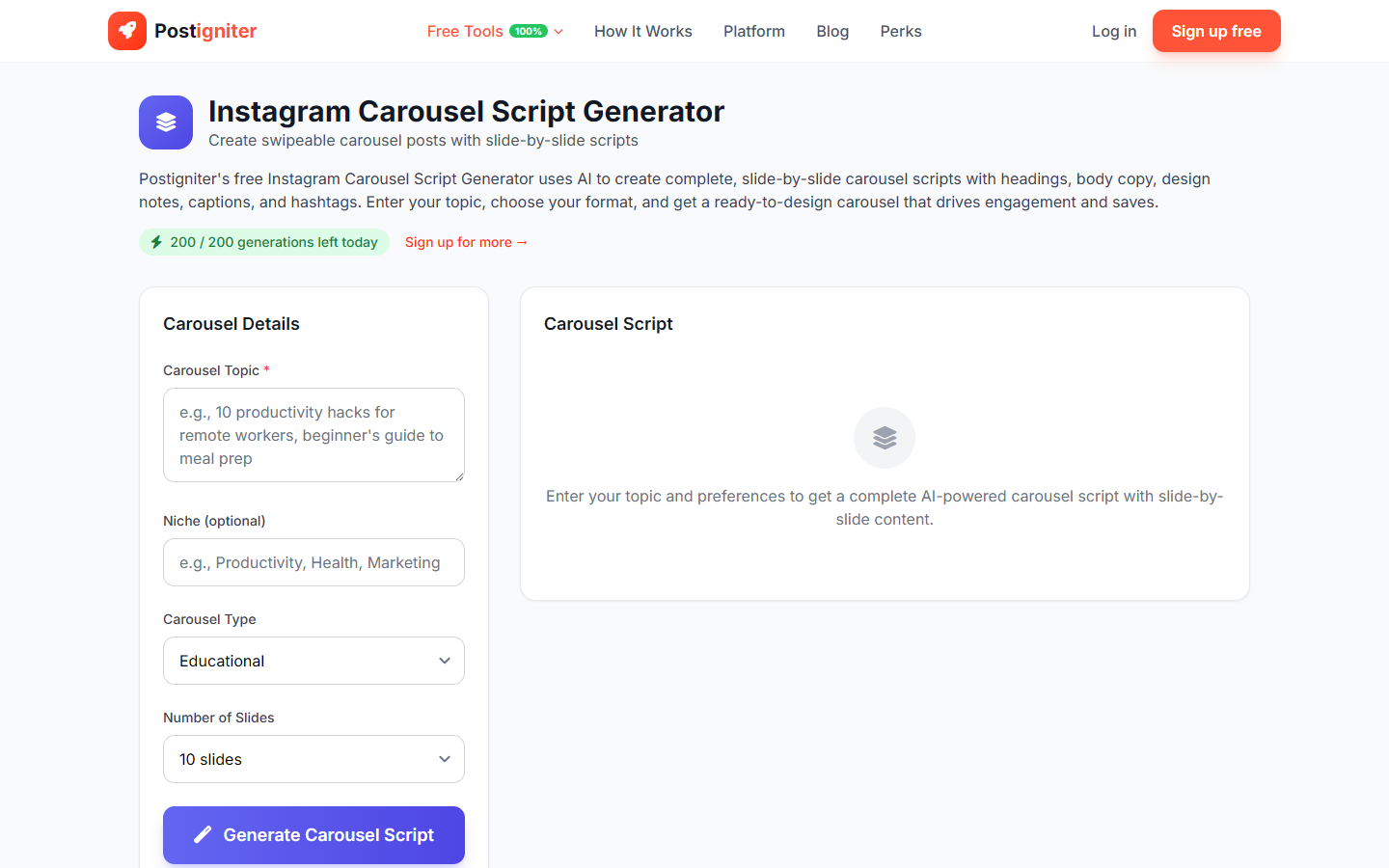 Instagram Carousel Script Generator