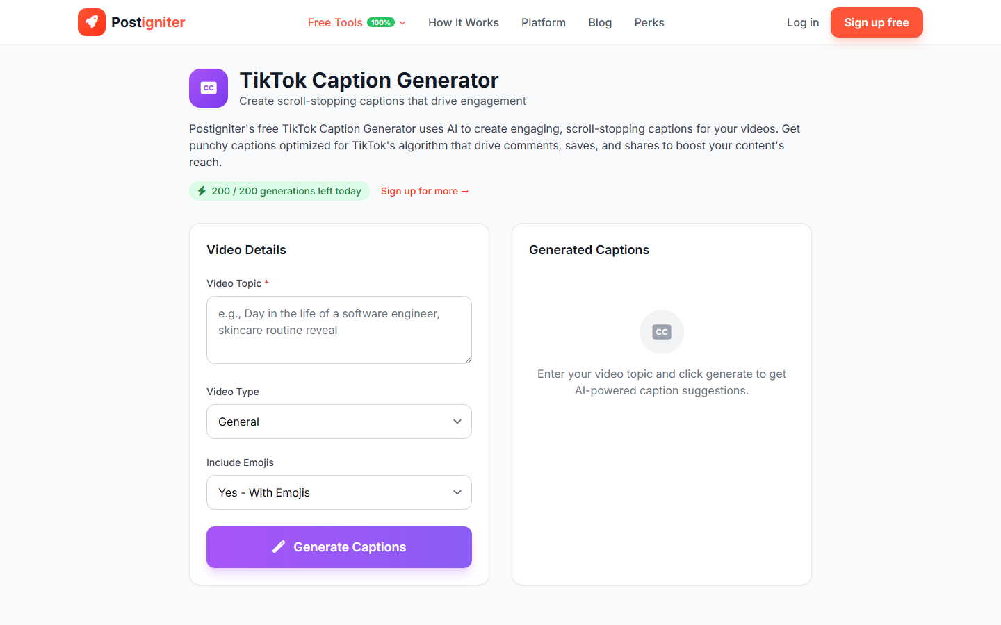 TikTok Caption Generator