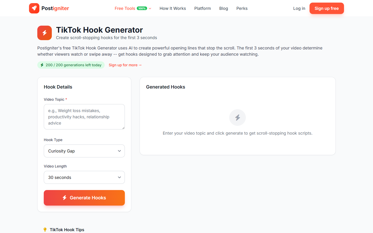 TikTok Hook Generator