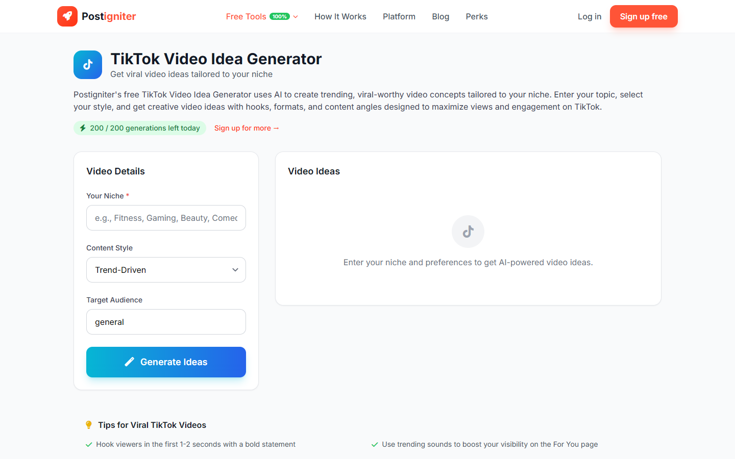 TikTok Video Idea Generator